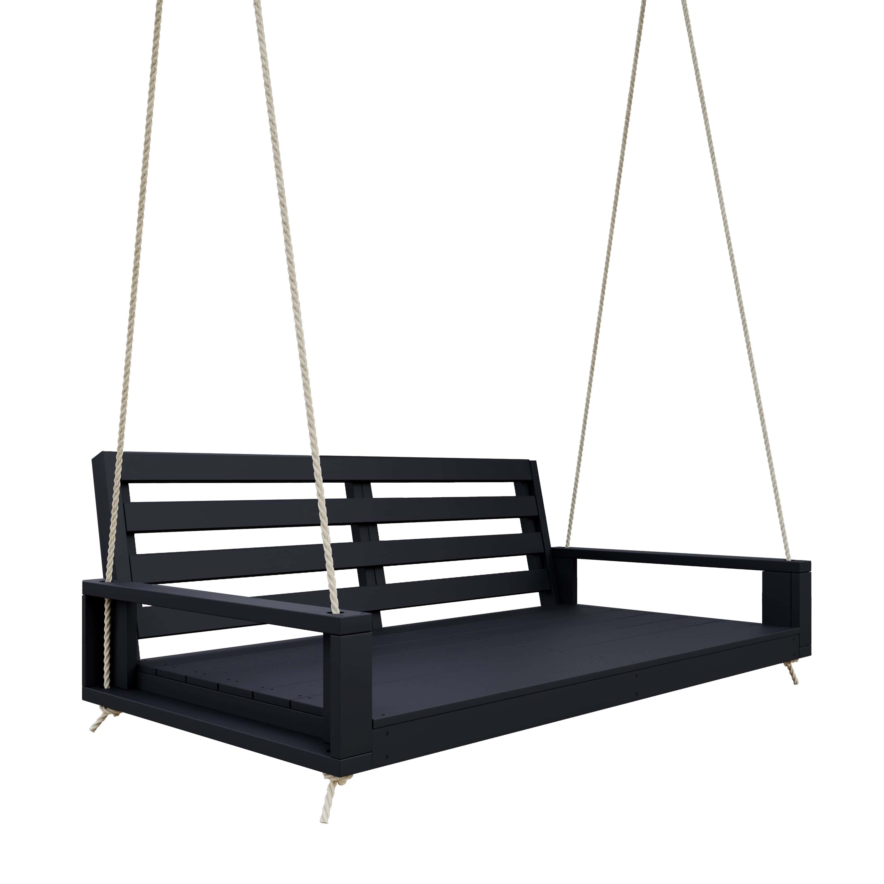 Amish Casual Waterford Hanging Bed Swing for Porch, 6 Ft Black
