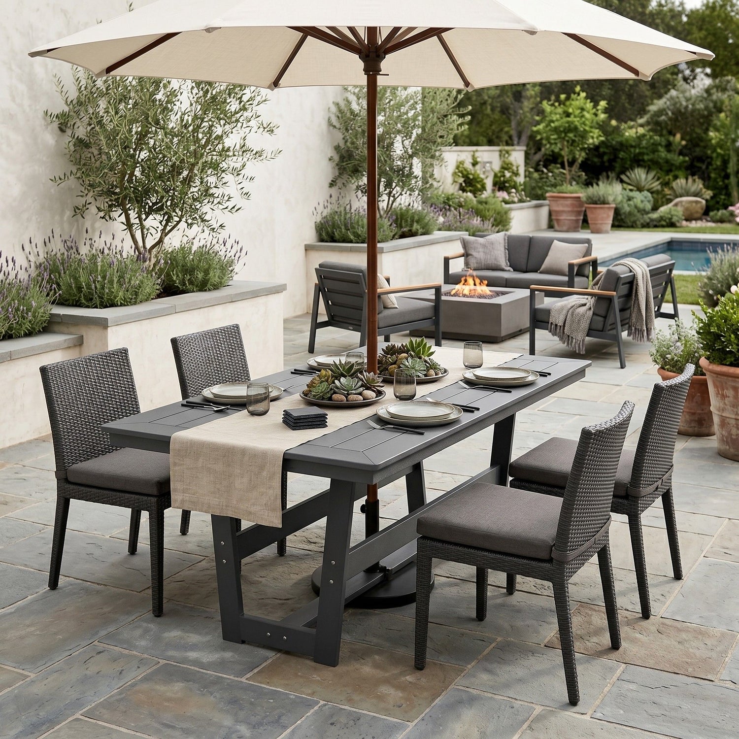 Berlin Gardens Hudson 70″ Outdoor Poly Lumber Rectangular Dining Table
