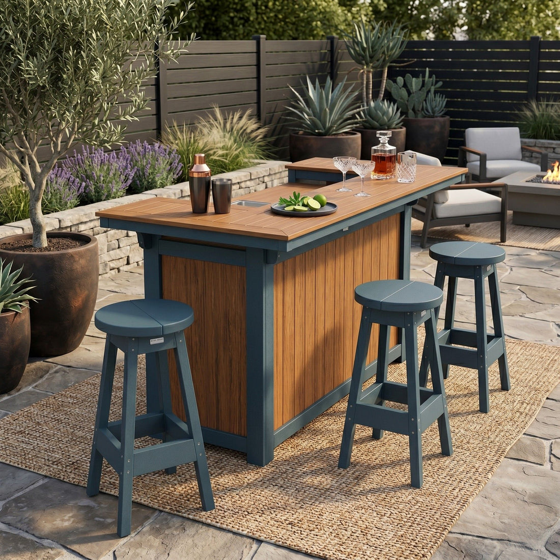 Berlin Gardens Poly Lumber Outdoor Island with Ice Bowl