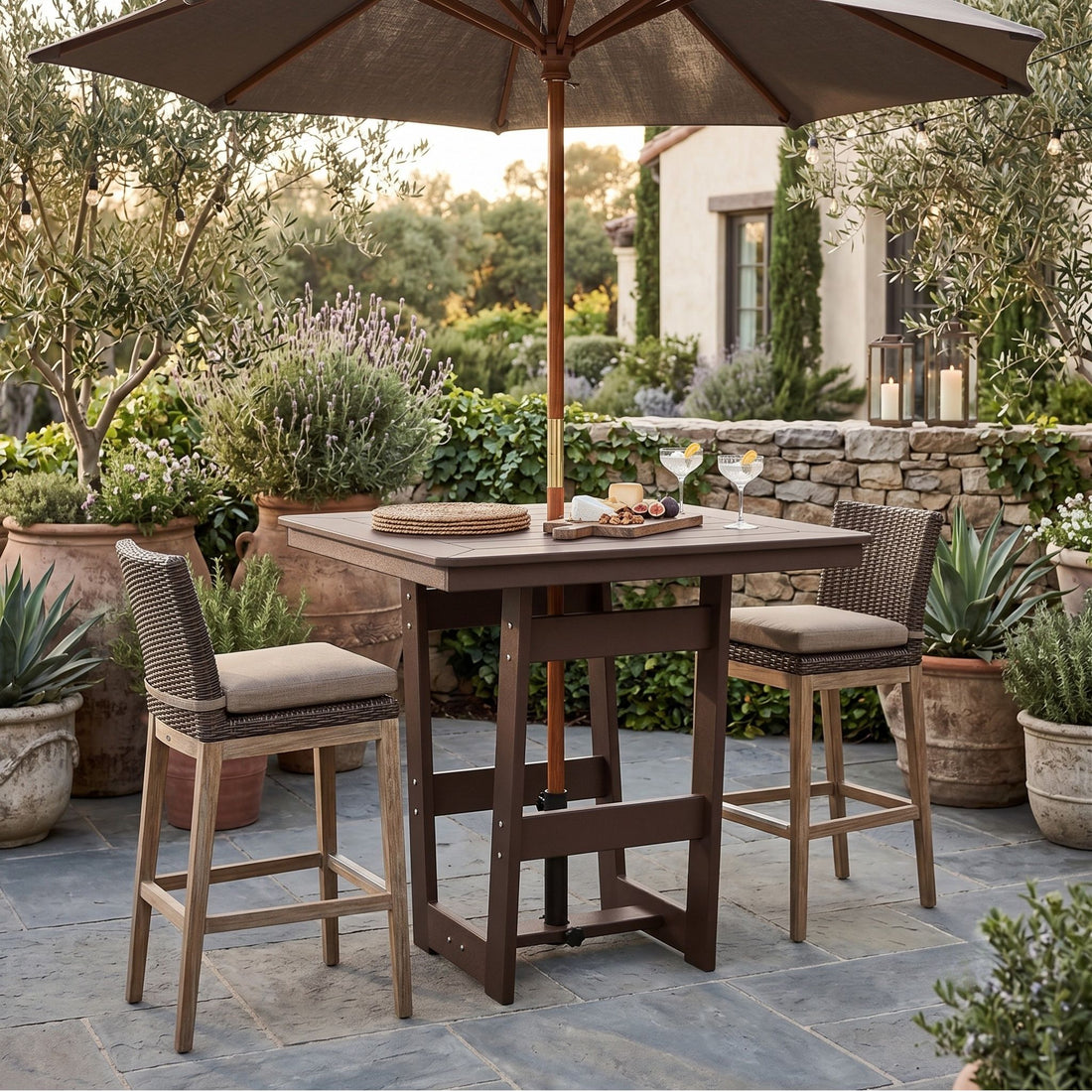 Berlin Gardens Hudson 40″ Outdoor Poly Lumber Square Bar Table