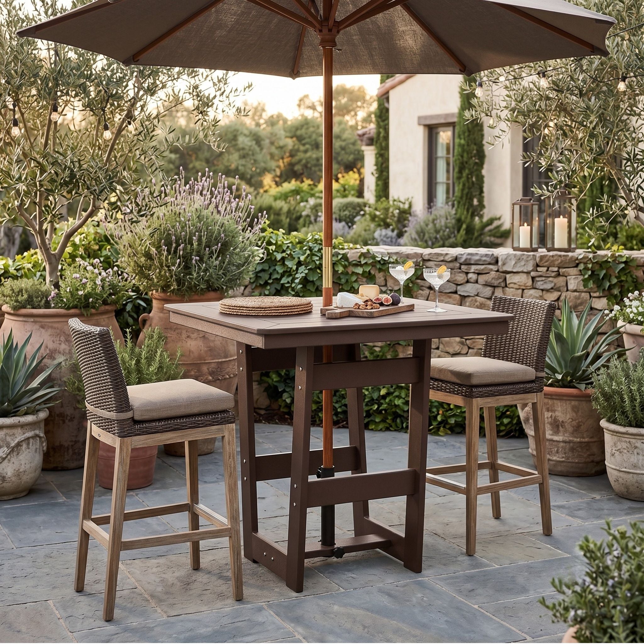 Berlin Gardens Hudson 40″ Outdoor Poly Lumber Square Bar Table