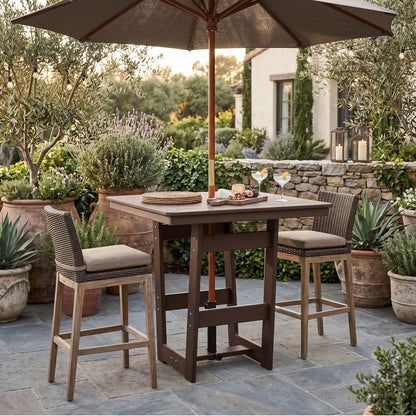 Berlin Gardens Hudson 40″ Outdoor Poly Lumber Square Bar Table