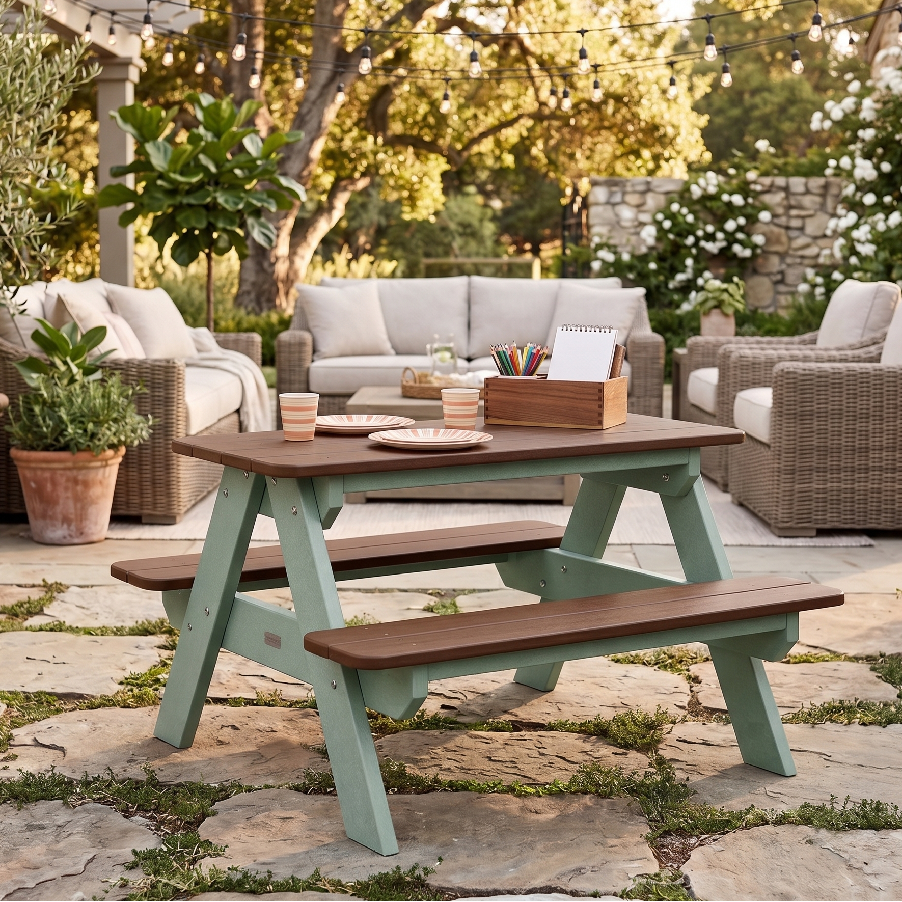 Berlin Gardens Kids Poly Lumber Rectangular Picnic Table
