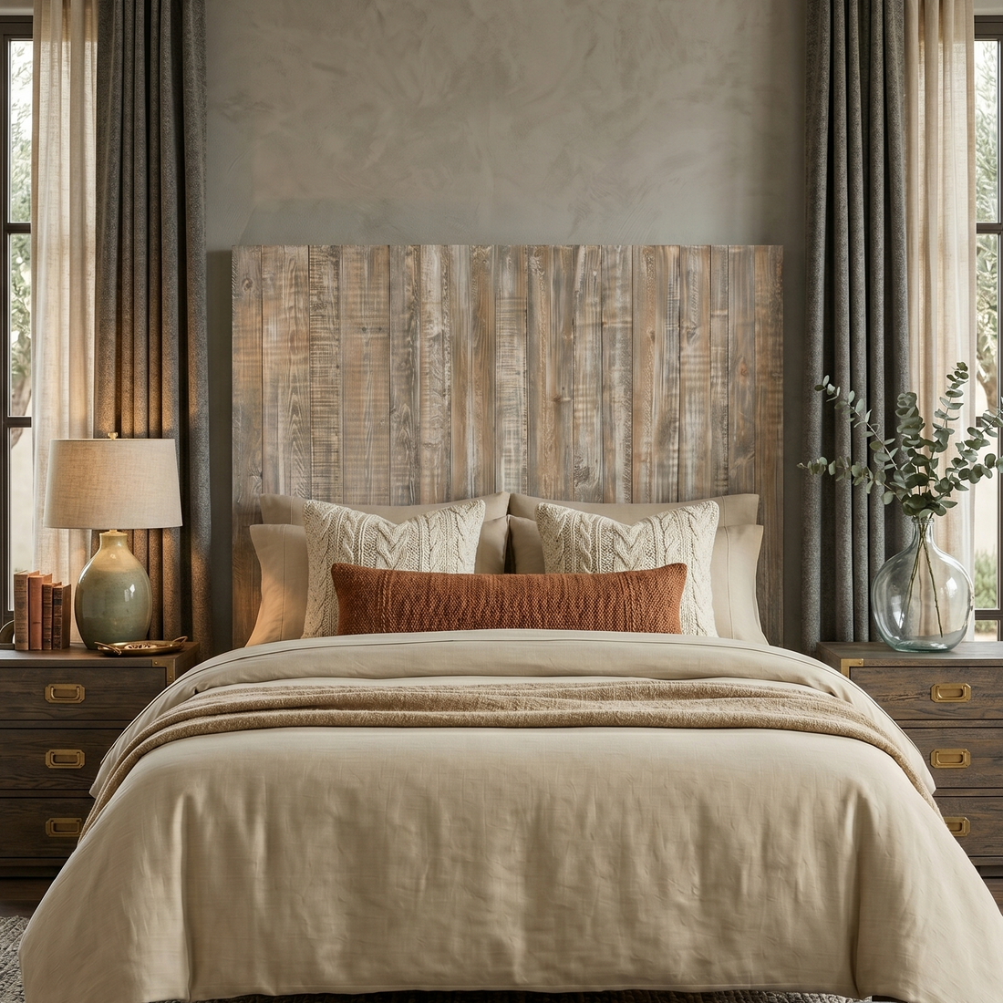 Keystone Amish Co. Graywash Solid Wood Headboard