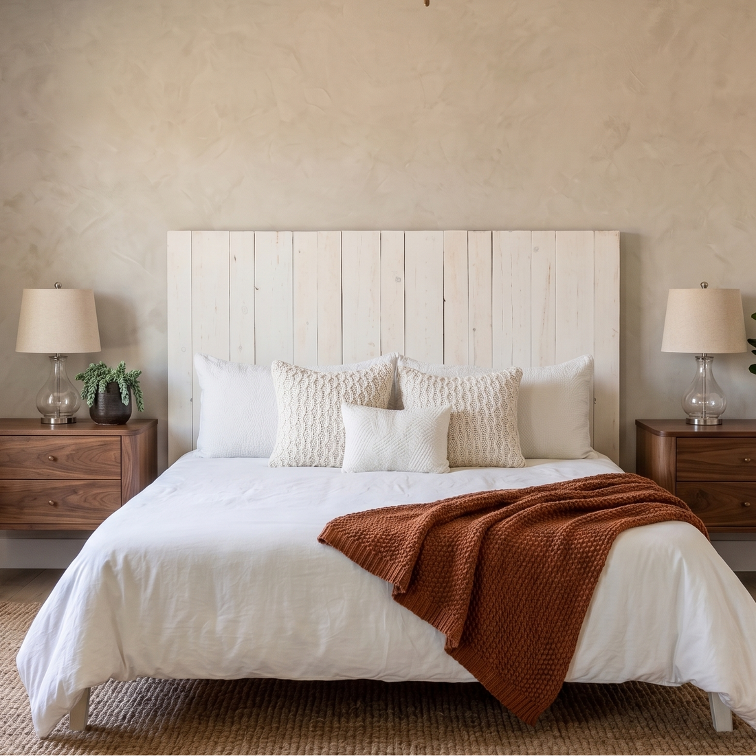 Keystone Amish Co. Whitewash Solid Wood Headboard
