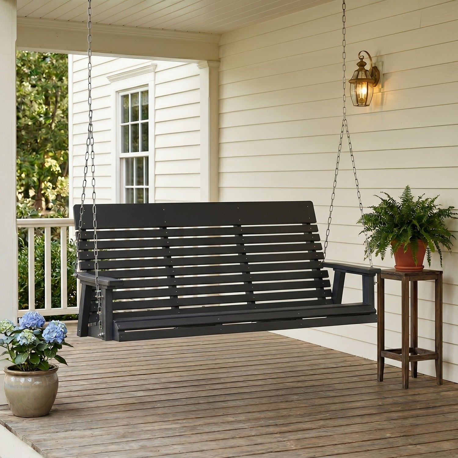 Berlin Gardens Casual Back Poly Lumber Three Seat Swing with Stainless Steel Chains