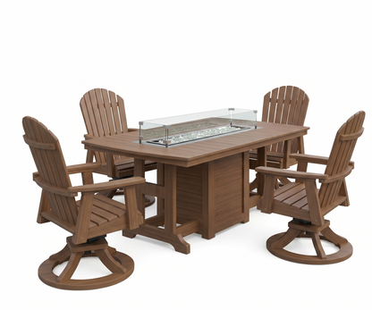Berlin Gardens 4-Person Classic Fire Pit Poly Dining Table &amp; Swivel Chair Set