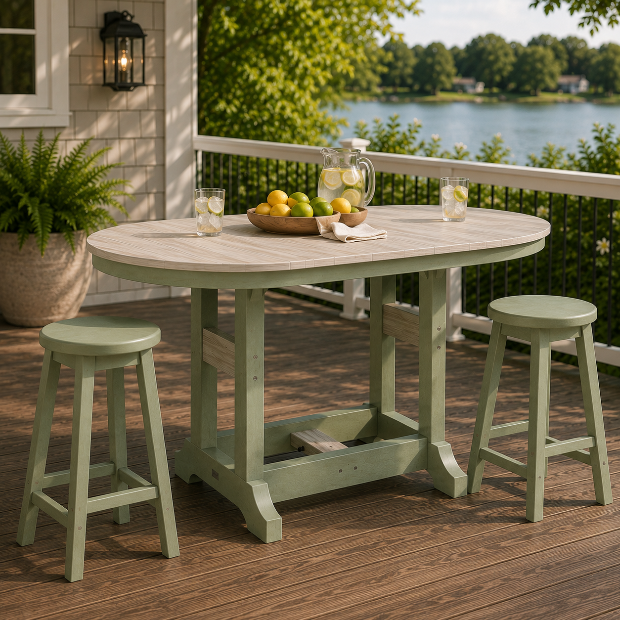 Berlin Gardens Garden Classic Outdoor Poly Lumber 64″ Oblong Bar Table