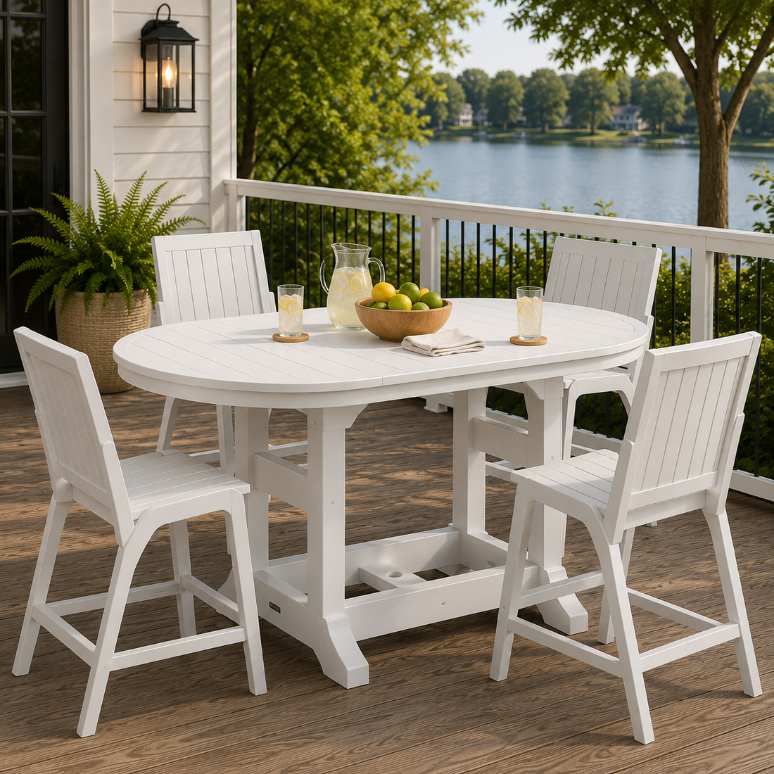 Berlin Gardens Garden Classic Outdoor Poly Lumber 64″ Oblong Counter Height Dining Table