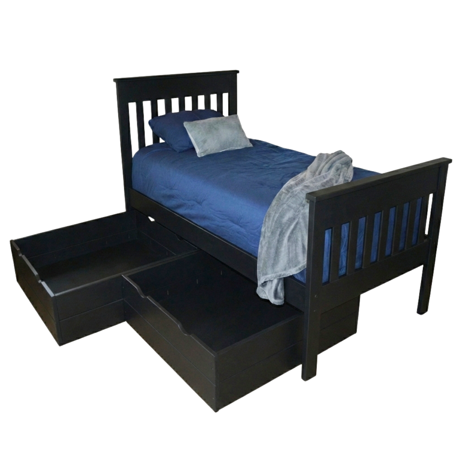 Versaloft Harmony Amish Made Bed Frame with 2-Piece Drawers