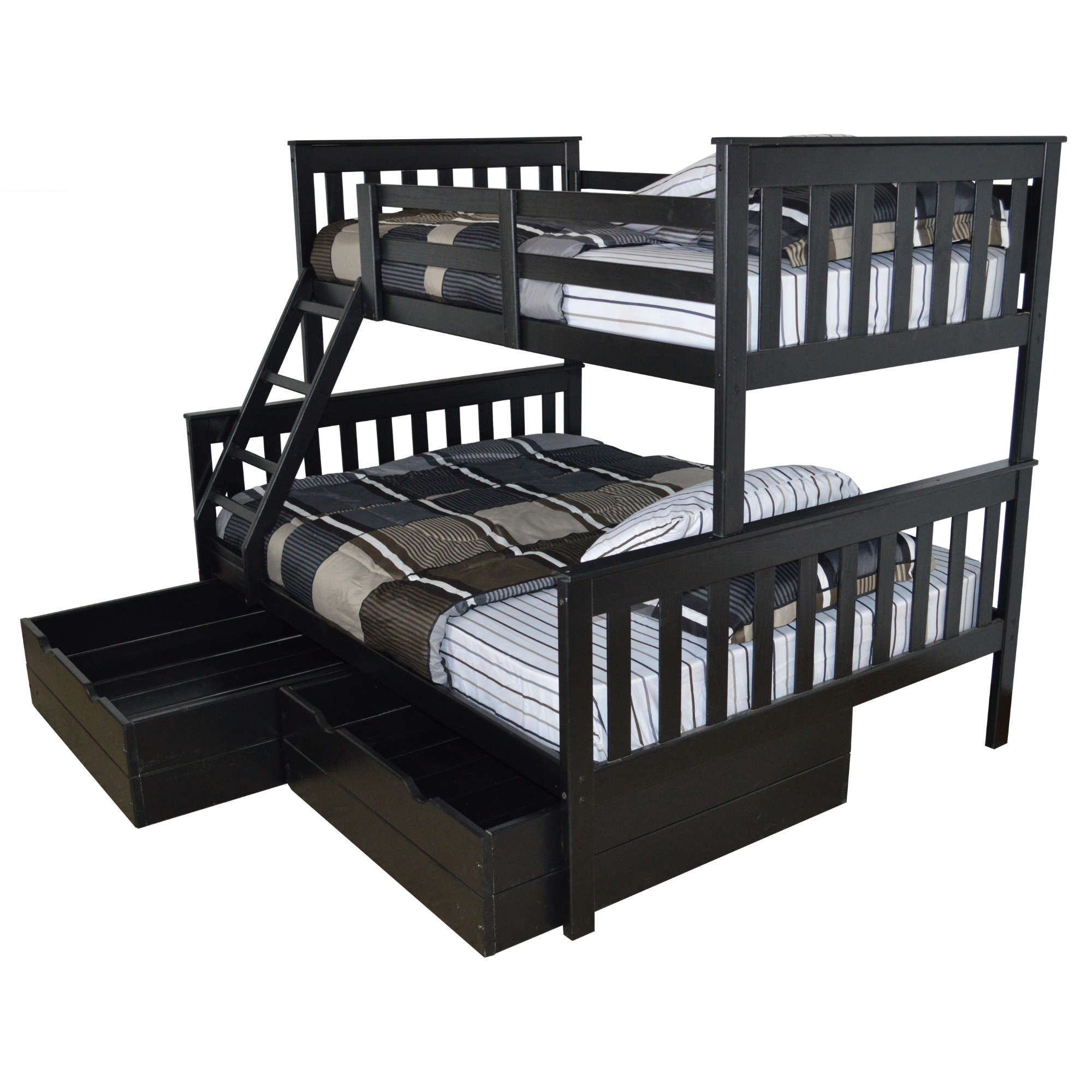 Versaloft Mission Amish Made Twin-Over-Full Bunk Bed Frame with 2-Piece Drawers