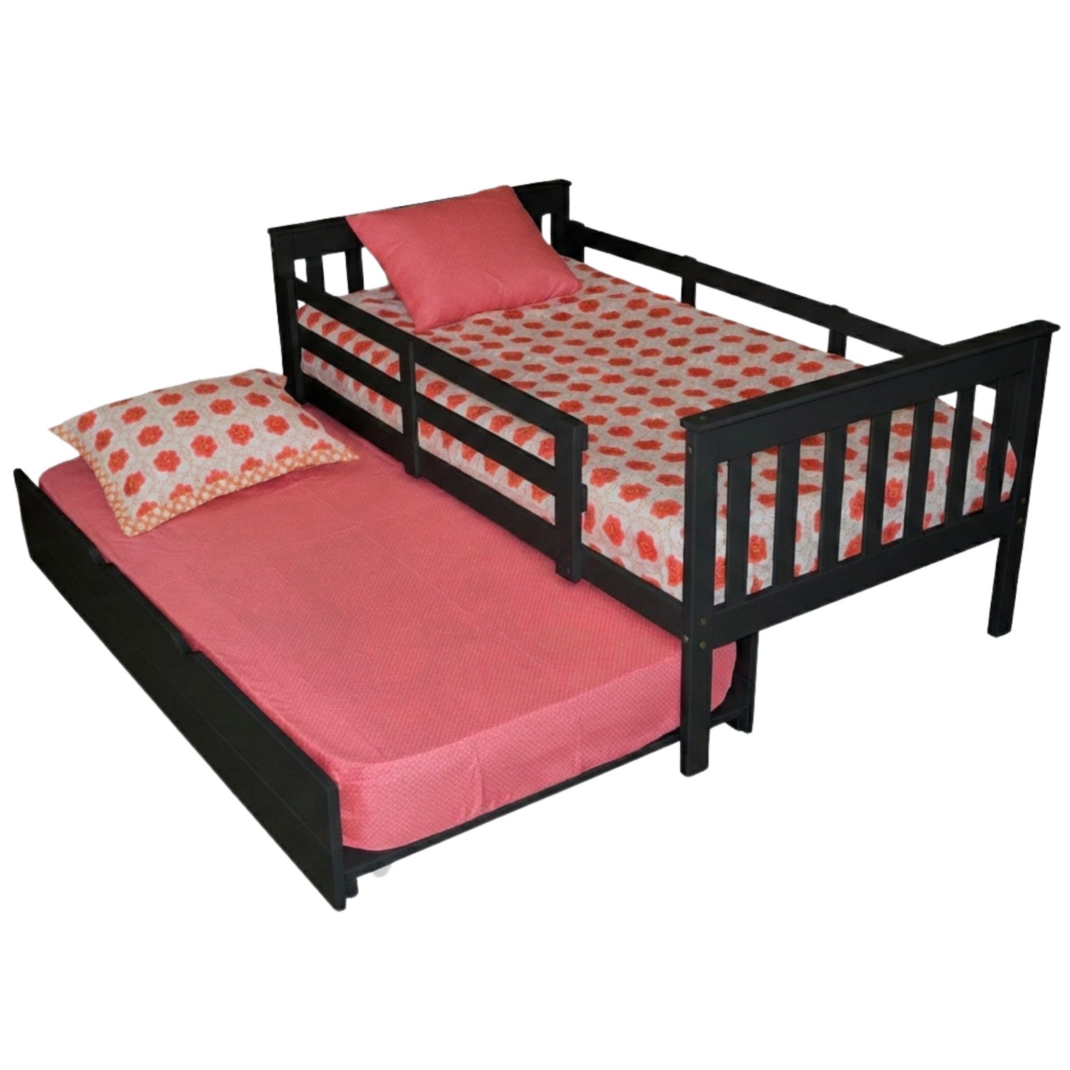 Versaloft Mission Amish Made Kids Bed Frame with Guardrails and Trundle Unit