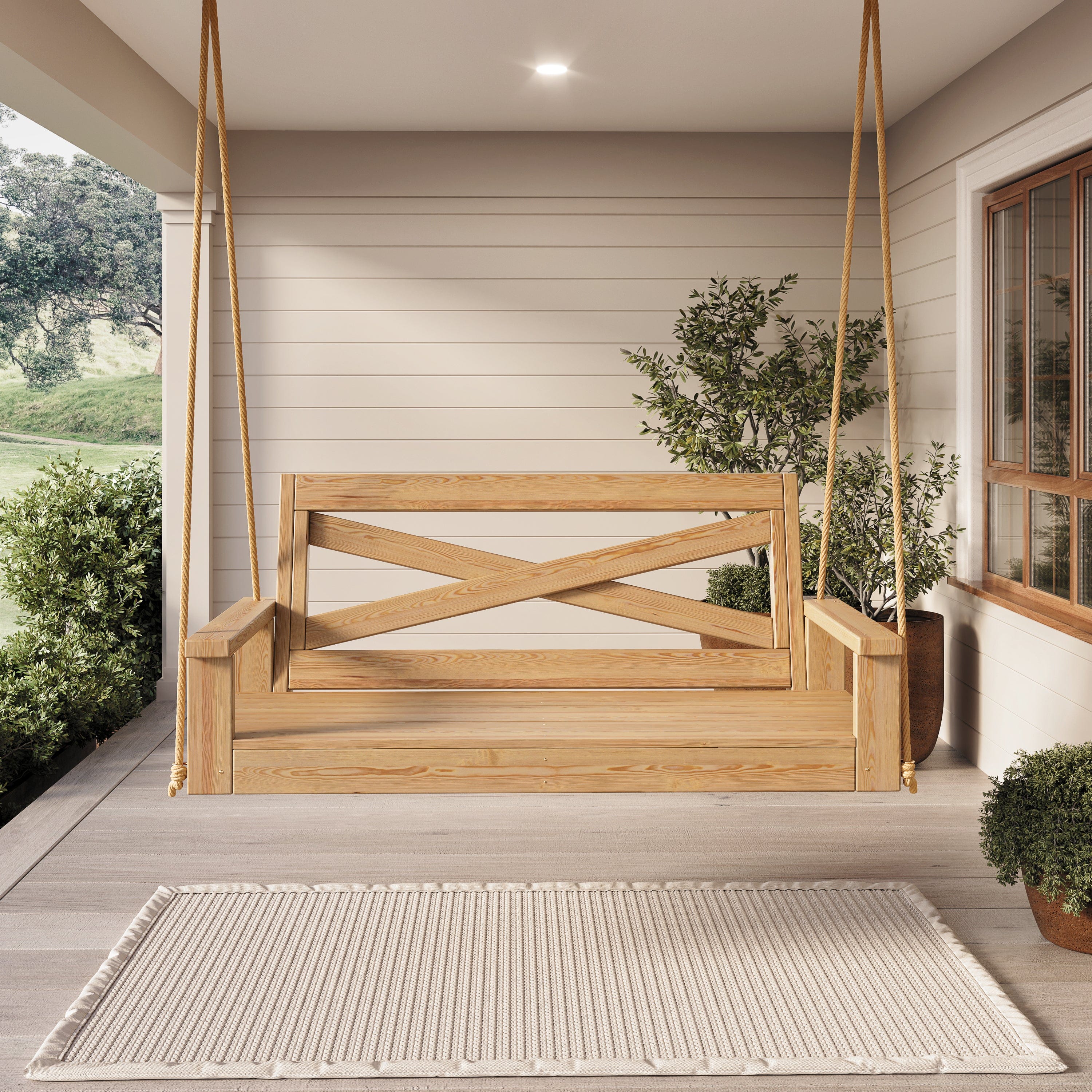 Porchgate Amish Heavy Duty 4-Foot Boardwalk Porch Swing - Relaxed Khaki