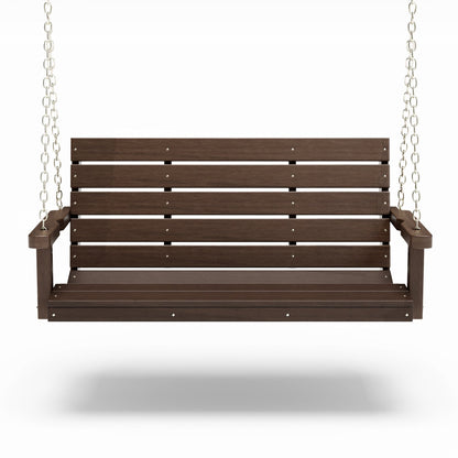 SimplyPoly 4 Foot Amish Made Signature Recycled Plastic Porch Swing, Brazilian Walnut Wood Grain