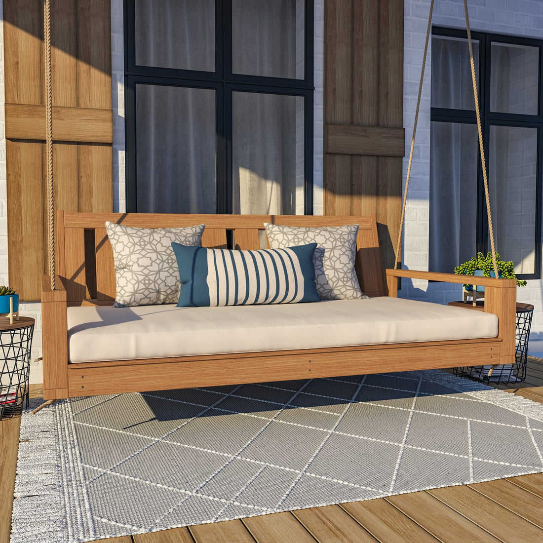 Amish Casual 6 Foot Uptown Porch Swing Bed in Cedar Stain