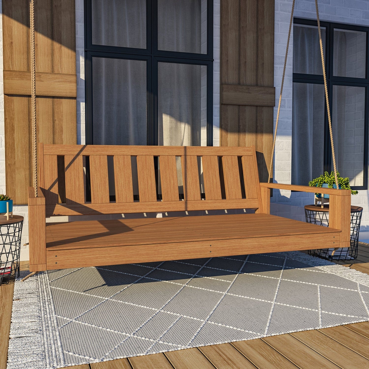 Amish Casual 5 Foot Uptown Porch Swing Bed in Cedar Stain