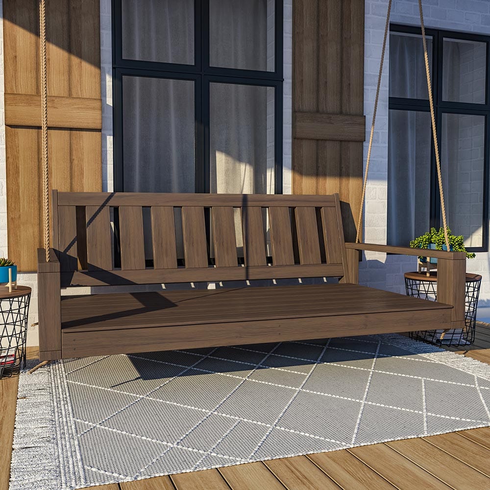 Amish Casual 5 Foot Uptown Porch Swing Bed in Oak Clearcoat