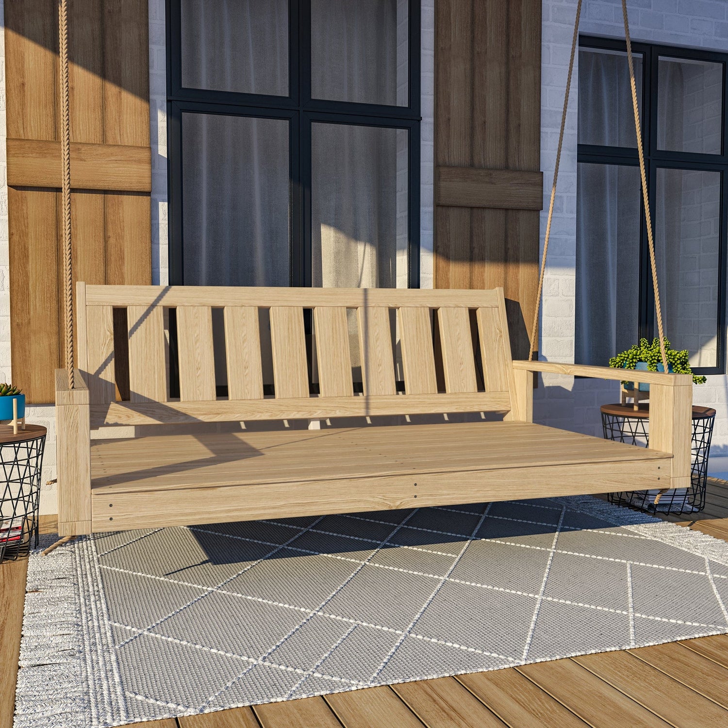 Amish Casual 4 Foot Uptown Porch Swing Bed in Unfinished