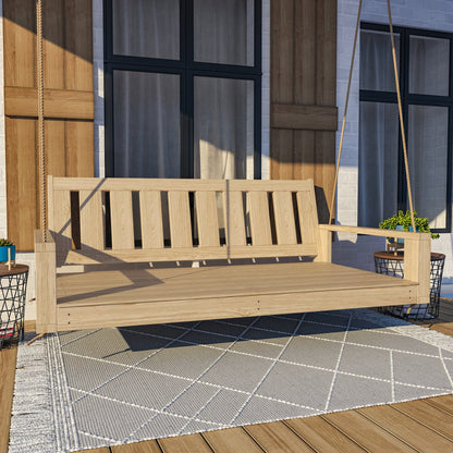 Amish Casual Twin Uptown Porch Swing Bed in Clearcoat Unfinished