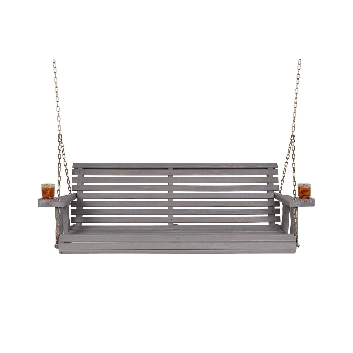 Amish Casual 3 Foot Roll Back Porch Swing in Grey Stain