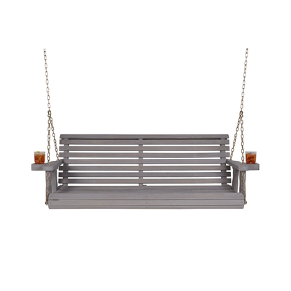 Amish Casual 4 Foot Roll Back Porch Swing in Grey Stain