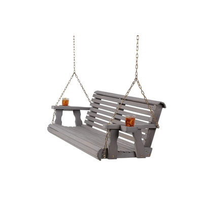 Amish Casual 3 Foot Roll Back Porch Swing in Grey Stain