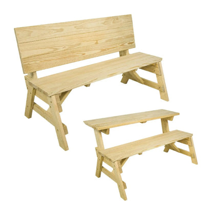 Amish Casual Heavy-Duty 2-in-1 Convertible Bench Picnic Table