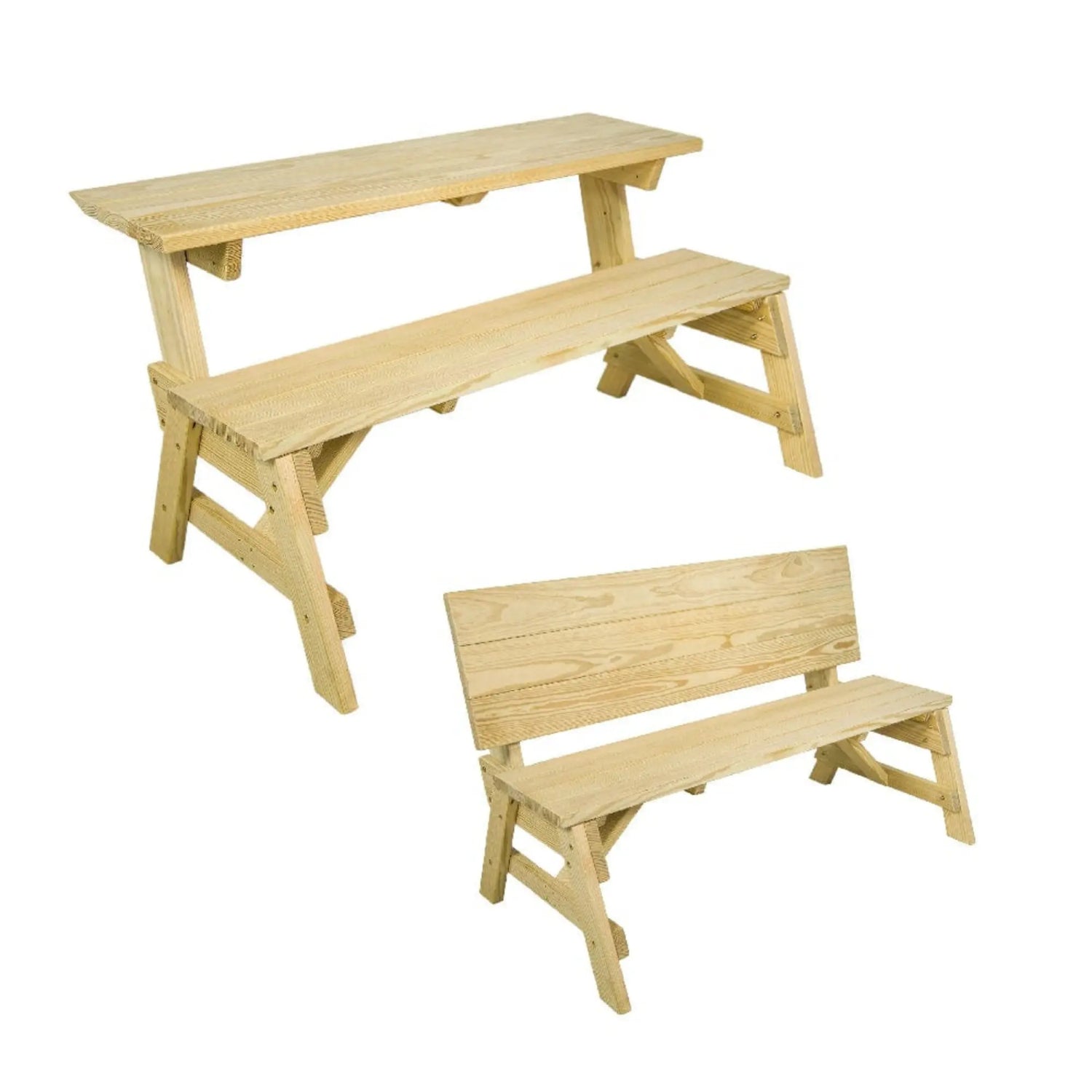 Amish Casual Heavy-Duty 2-in-1 Convertible Bench Picnic Table
