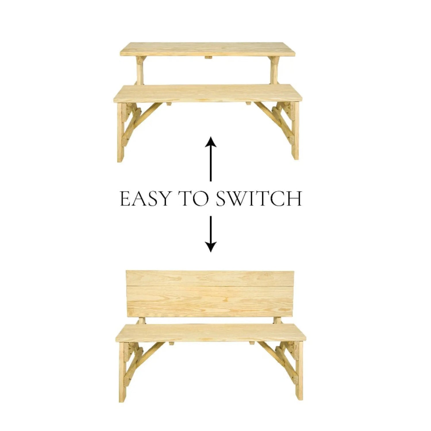 Amish Casual Heavy-Duty 2-in-1 Convertible Bench Picnic Table