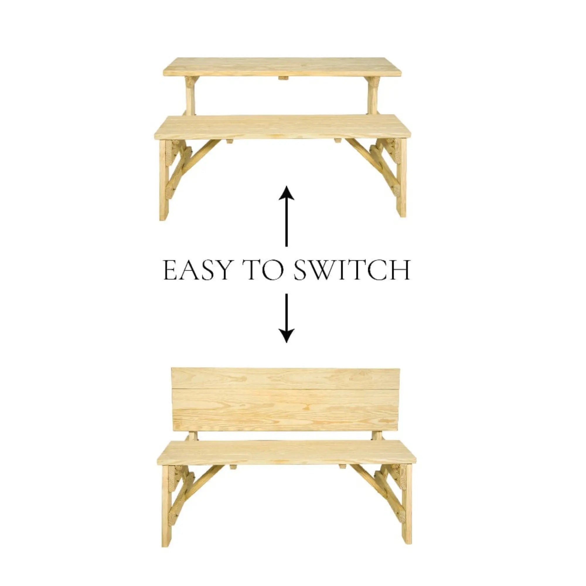 Amish Casual Heavy-Duty 2-in-1 Convertible Bench Picnic Table