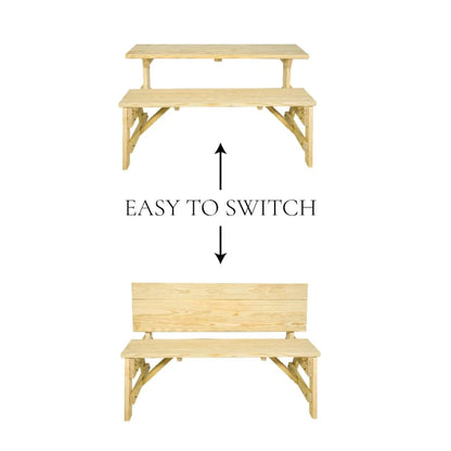 Amish Casual Heavy-Duty 2-in-1 Convertible Bench Picnic Table