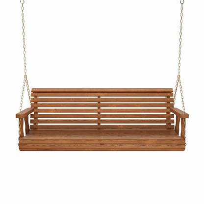 Amish Casual 3 Foot Roll Back Porch Swing in Oak with Clearcoat
