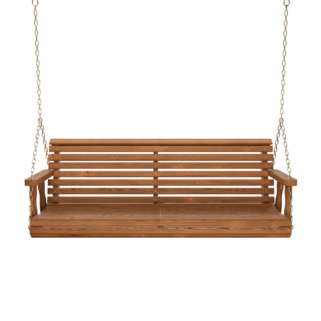 Amish Casual 5 Foot Roll Back Porch Swing in Oak with Clearcoat