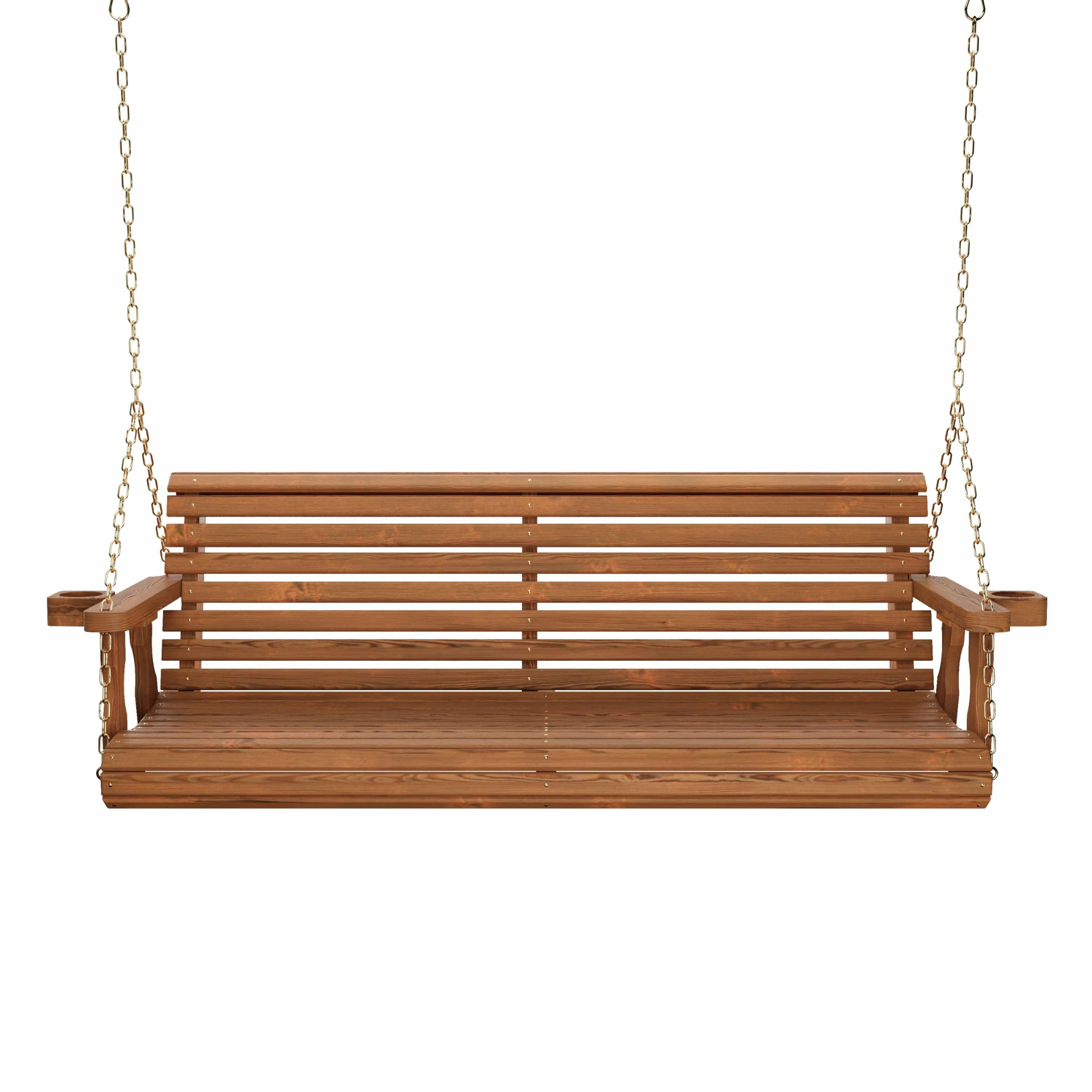 Amish Casual 6 Foot Roll Back Porch Swing in Oak with Clearcoat