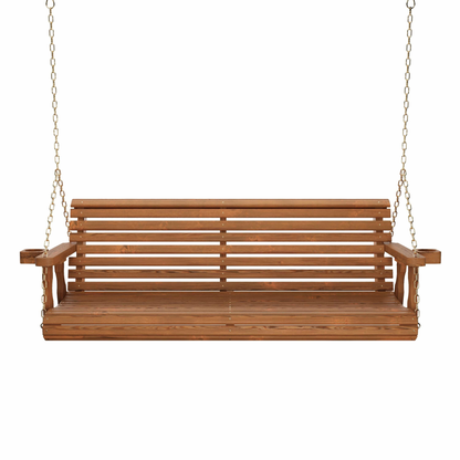 Amish Casual 4 Foot Roll Back Porch Swing in Oak with Clearcoat