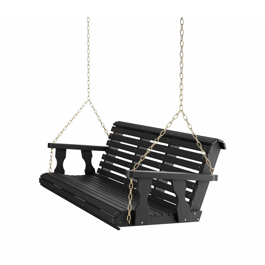 Amish Casual 5 Foot Roll Back Porch Swing in Black Stain