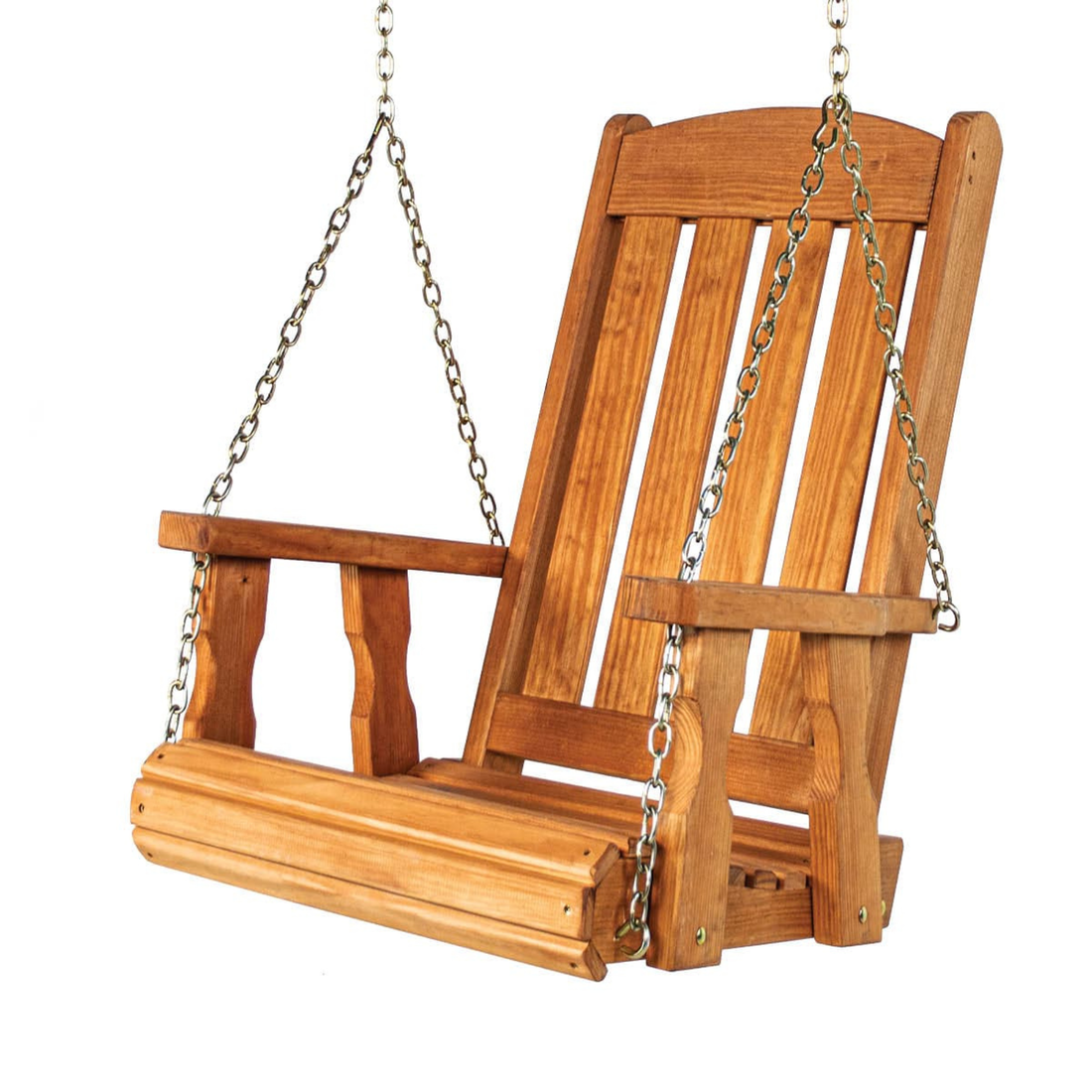 Amish Casual Heavy Duty Outdoor Wood Swing Chair in Cedar Stain