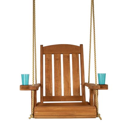 Amish Casual Heavy Duty Outdoor Wood Swing Chair in Cedar Stain