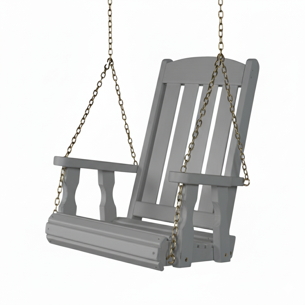 Amish Casual Heavy Duty Outdoor Wood Swing Chair in Grey Stain