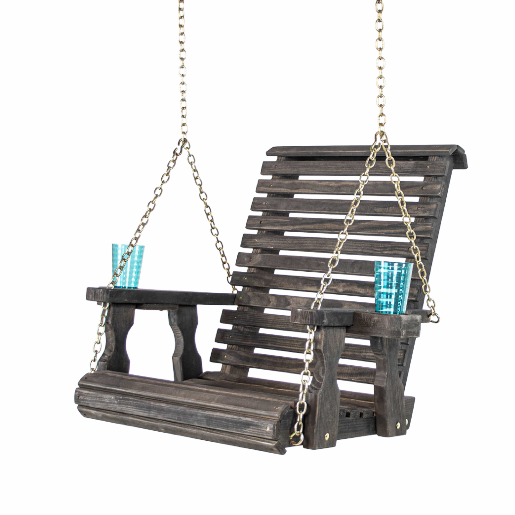 Amish Casual Heavy Duty Black Stain Roll Back Swing Chair