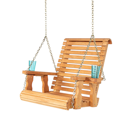 Amish Casual Heavy Duty Cedar Stain Roll Back Swing Chair