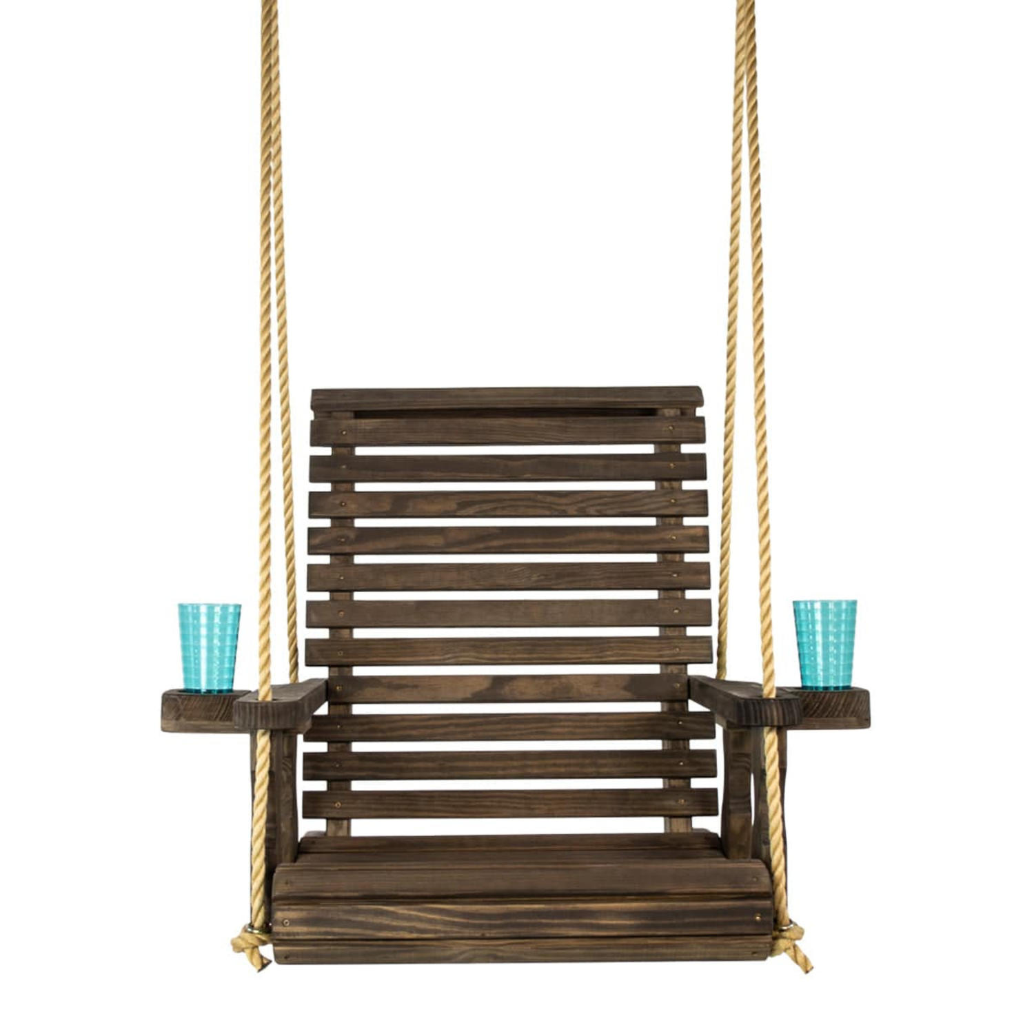 Amish Casual Heavy Duty Dark Walnut Stain Roll Back Swing Chair