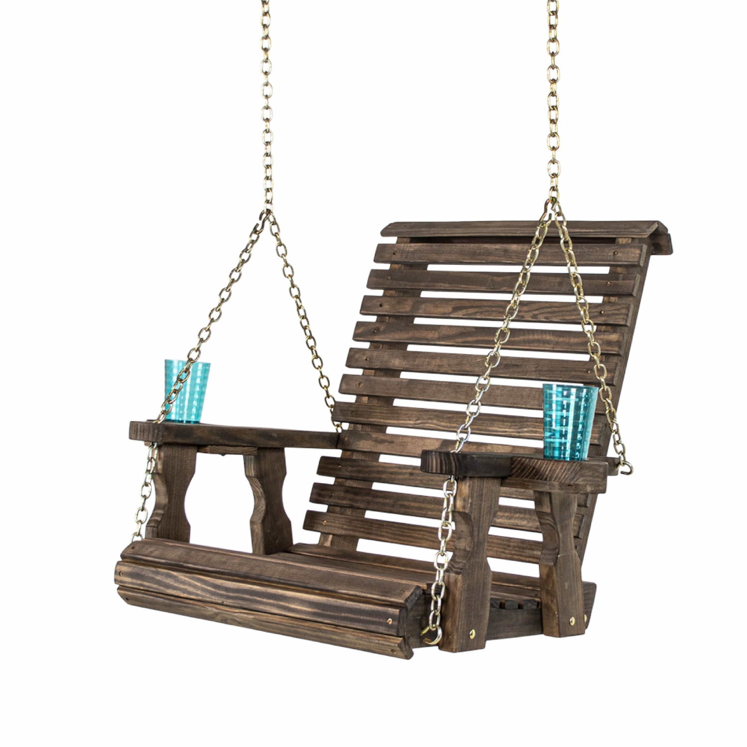 Amish Casual Heavy Duty Dark Walnut Stain Roll Back Swing Chair