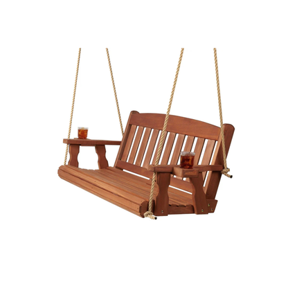 Amish Casual 5 Foot Cedar Stain Mission Porch Swing with Clearcoat