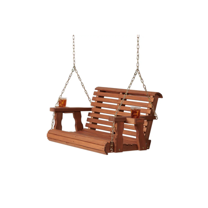 Amish Casual 3 Foot Roll Back Porch Swing in Cedar with Clearcoat