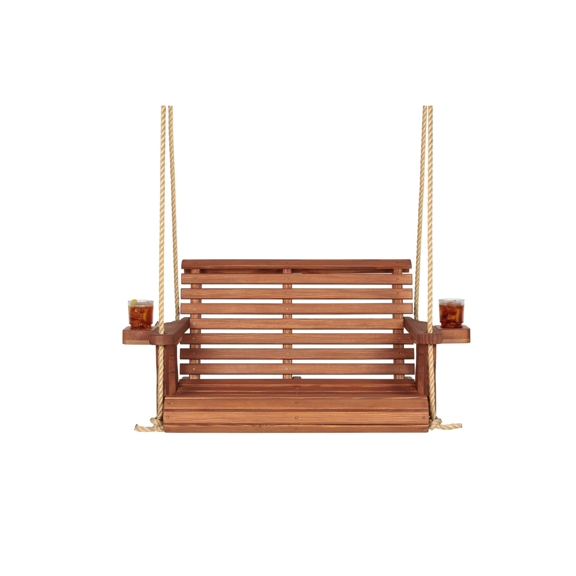 Amish Casual 3 Foot Roll Back Porch Swing in Cedar with Clearcoat