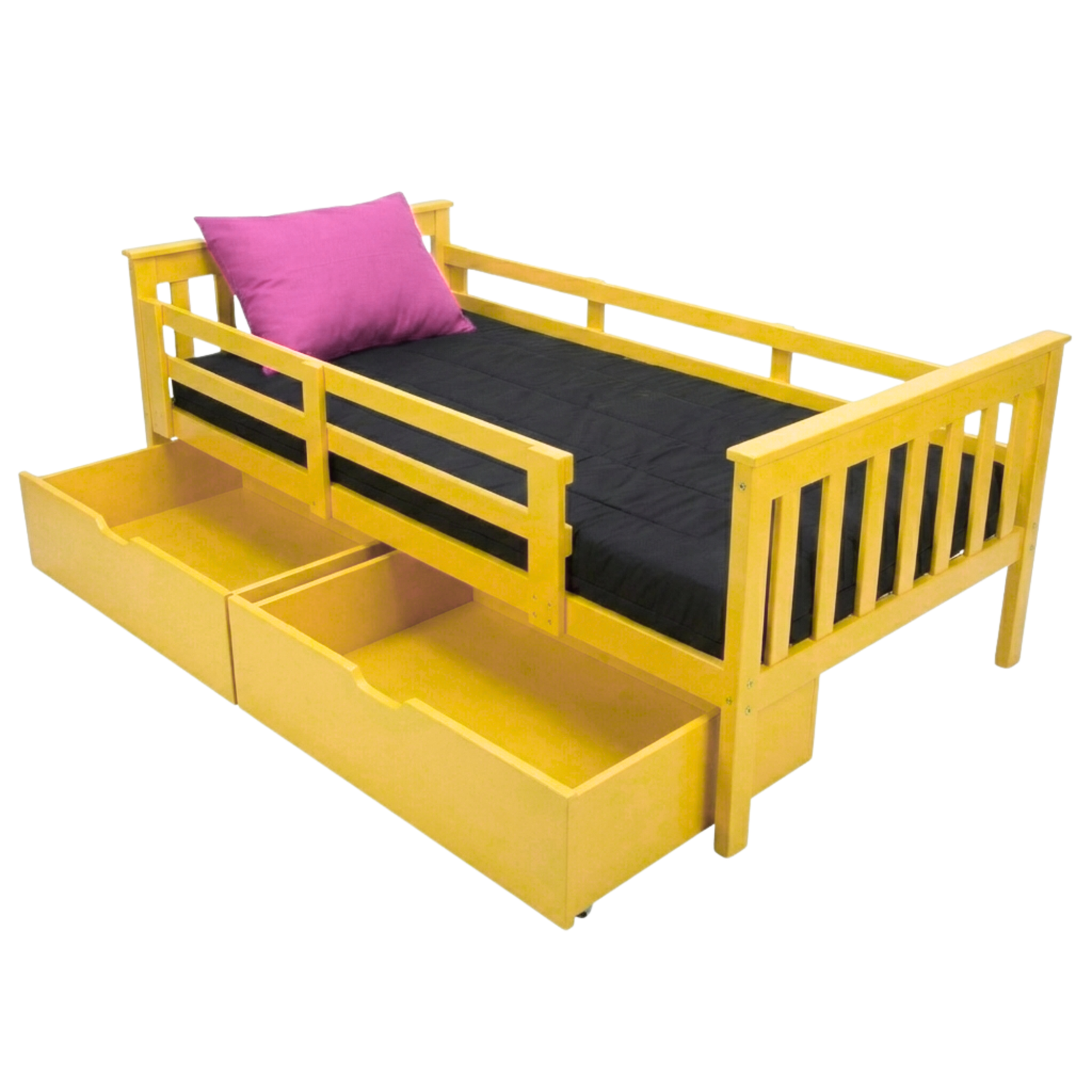 Versaloft Mission Amish Made Kids Bed Frame with Guardrails and 2-Piece Drawers