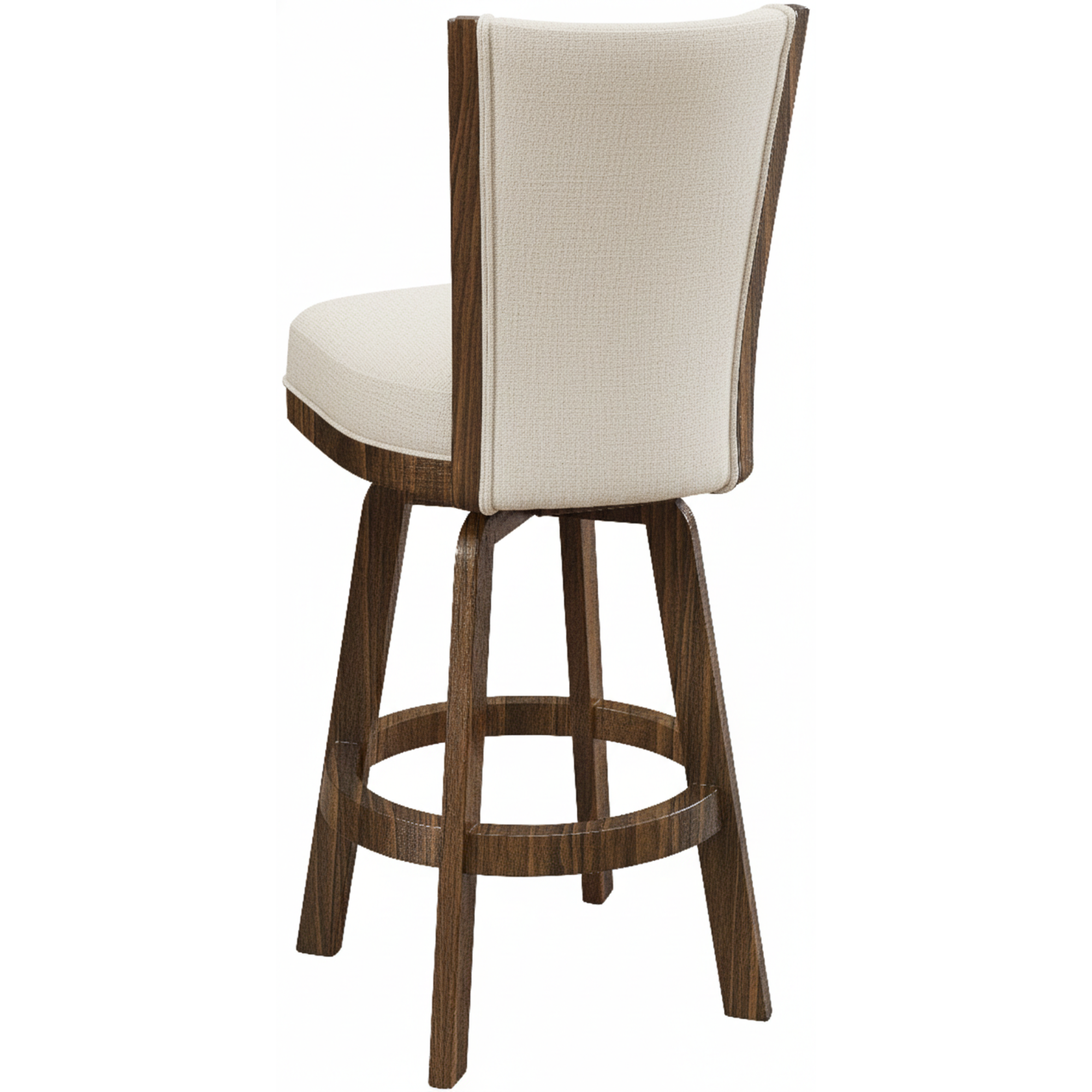 Caraway 30in Swivel Barstool Brown Maple Wood in Charwood Stain, Armstrong Fabric