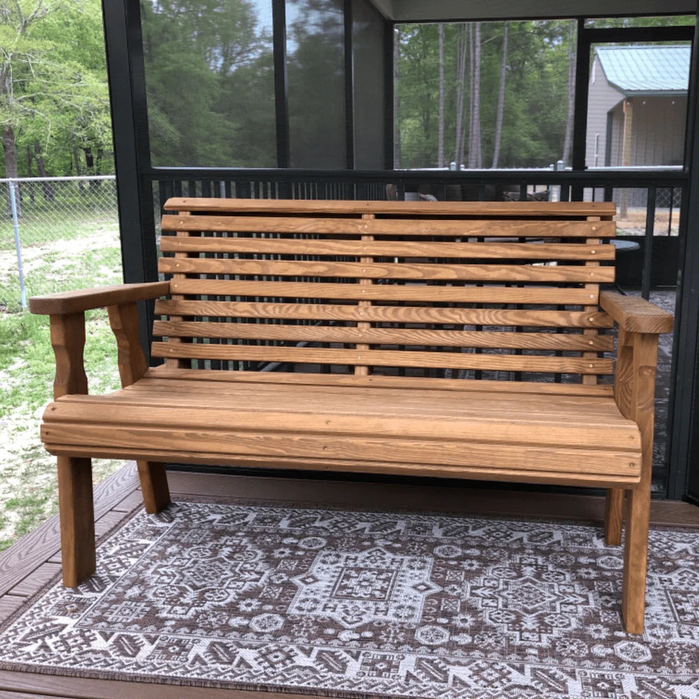 Amish Casual Heavy Duty Roll Back 5 Foot Treated Wood Outdoor Bench