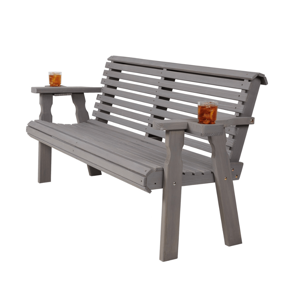 Amish Casual Heavy Duty Roll Back 5 Foot Treated Wood Outdoor Bench